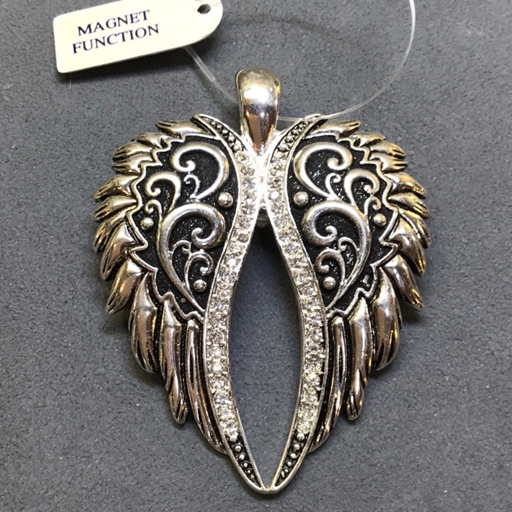 ANGEL 😇 WINGS Pendant silver/Black tone fashion - Picture 1 of 7